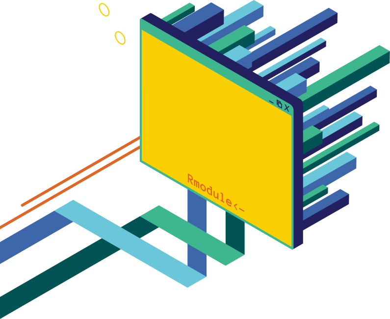 Computer screen with building blocks